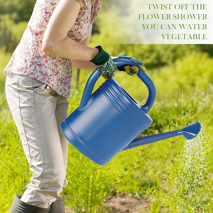2 Gallon Watering Can for Indoor Plants, Garden Watering Cans for Outdoor Plant House Flower, Modern Plant Watering Can Large Long Spout with Sprinkler Head