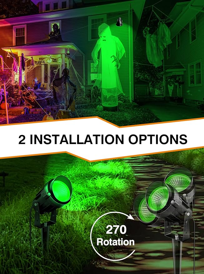 Directly Sold by Factory 7W Green Landscape Lights, 110v 120V LED Landscape Lighting IP66 Waterproof Outdoor Spotlights for Garden Yard Pathway Tree, 4 Pack