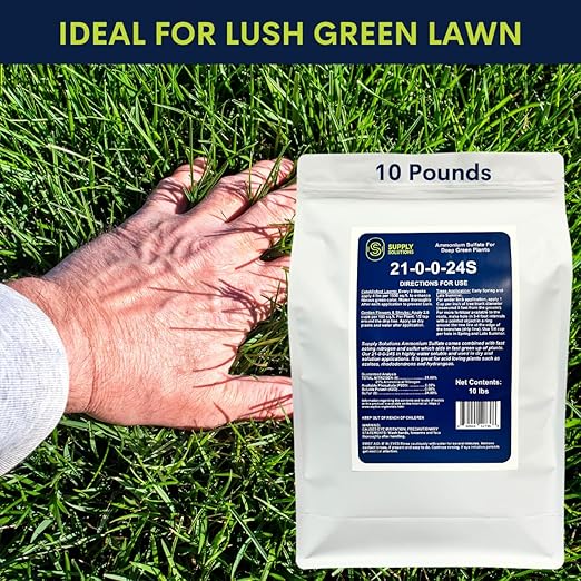 21-0-0-24S Ammonium Sulfate for Deep Green Plants - Soil Acidifier for Blueberry Blooms, Azalea and Magnolia Tree Fertilizer - Sulfur for Plants Nitrogen Fertilizer (10 Pounds)