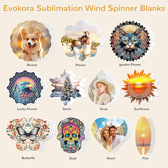 Sublimation Wind Spinner Blanks, 10 Pack10 Inch 3D Aluminum Metal Hanging Wind Spinner Bulk for Garden Yard Outdoor, Window Porch Decoration for Heat Press Transfer DIY