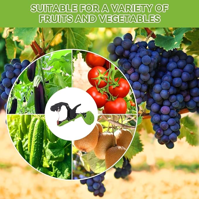 Plant Tying Machine - Efficient Gardening Tool with Tape and Plant Tape Gun for Quick and Easy Vining of Tomatoes, Peppers, Cucumbers, and More(Green)