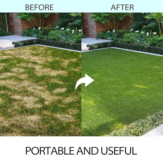 Walensee Lawn Spike Aerator, T-Handle, Manual Dethatching and Soil Aerating Tool with Four Iron Spikes, 35.5 Inches, Grey