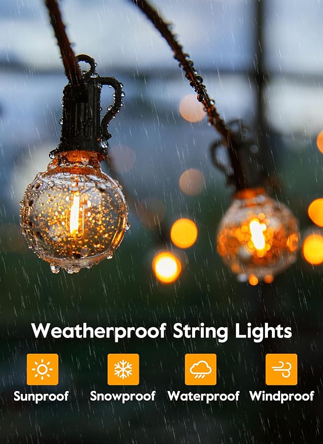 Brightown G40 Replacement LED Light Bulbs, 25 Pack Clear Globe Bulb fits E12 C7 Candelabra Screw Base Sockets, 1.5 Inch Dimmable Edison Light Bulbs for Indoor Outdoor Patio Decor, Warm White