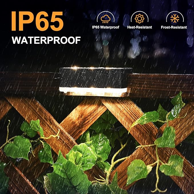 SOLPEX Solar Fence Lights, 6 LEDs Solar Lights Outdoor Waterproof Solar Powered for Deck, Stair, Front Porch, Balcony, Walkway, Garden, Yard, Patio, Pool Decor, IP65 Waterproof (12 Pack, Warm White)