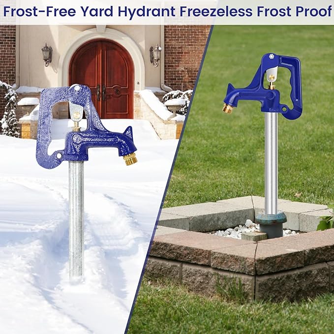 4.25FT Frost-Free Yard Hydrant, Freezeless Frost Proof Hydrant,Water Hydrant 3/4" Pipe Connection,Total Length 4.25ft, 24" Bury Depth,for Yard,Garden,Pasture Irrigation and Drinking