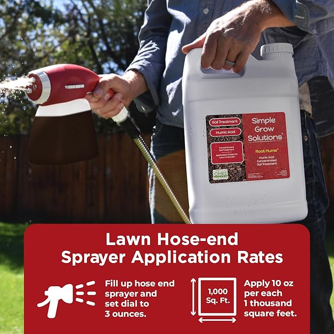 Organic Humic Acid Blend for Lawn and Garden - Root Hume - Concentrated Liquid Soil Conditioner for All Grass Types -Simple Lawn Solutions- OMRI Organic - Use with Fertilizer Program (2.5 Gallon)