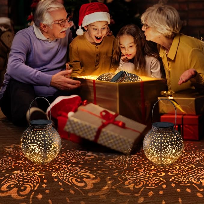 Solar Lanterns Outdoor Waterproof Garden Decorative Lights Owl Hanging Solar Lanterns for Patio, Table, Pathway, Balcony, Lawn, Yard Decor 2 Pack