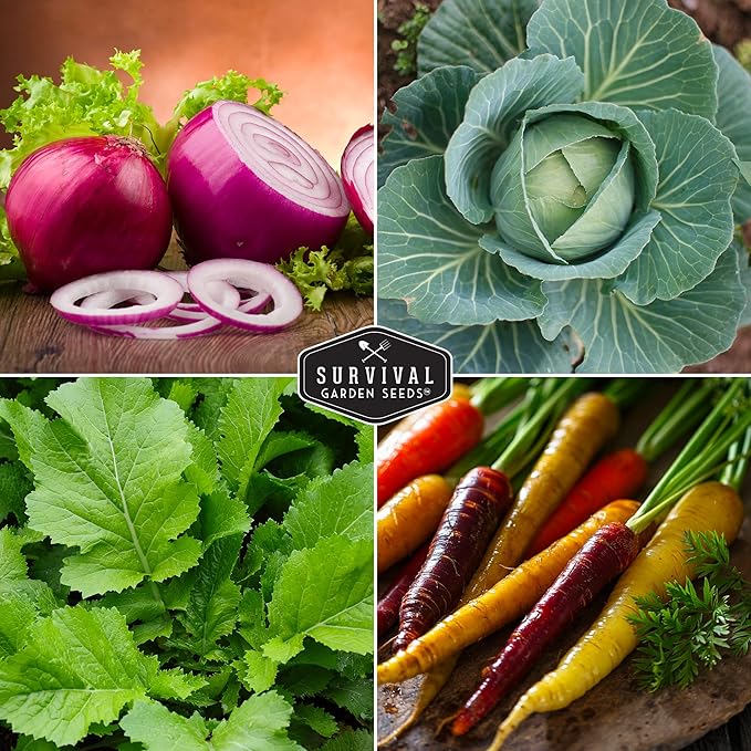 Survival Garden Seeds Spring Vegetable Seed Collection - 10 Packs with Root Veg, Leafy Greens & Cool Weather Essentials for Planting & Gardening- Non-GMO Heirloom Open-Pollinated Variety Pack
