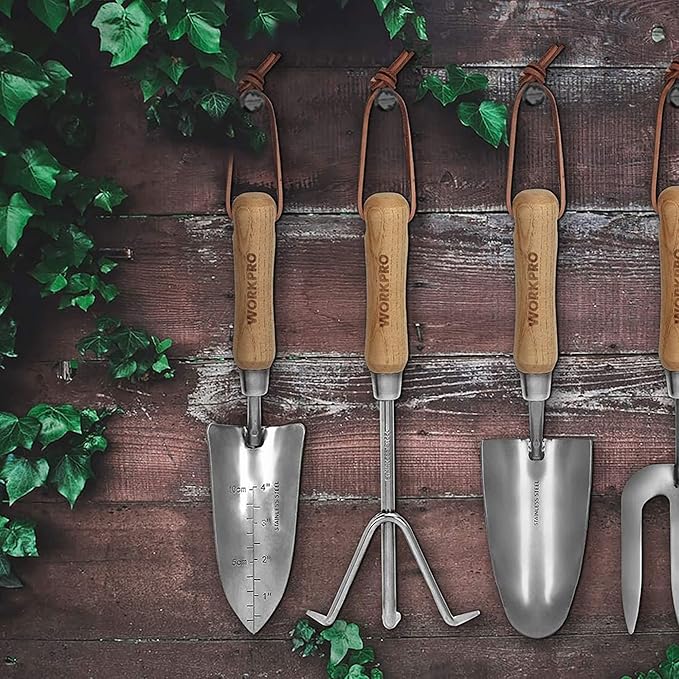 WORKPRO W005010WE 4 Piece Garden Tool Set – Heavy-Duty Stainless Steel, Includes 4 Hand Tools (1 Kit)