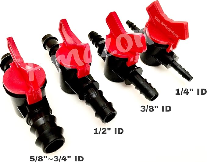 2PK of 5/8" ~ 3/4" ID Ball Valve Hose Barb Connectors for Drip Irrigation Hoses and Aquariums