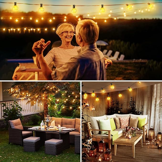XURISEN Outdoor String Lights, 66FT LED Patio Lights for Outside 35 Shatterproof G40 Globe Bulbs UL Listed IP65 Waterproof Hanging Lighting for Backyard Balcony Bistro Party Decor