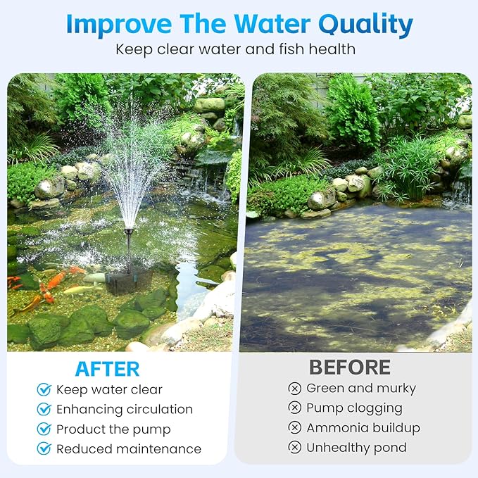 Pond Filter with Fountain Pump Kits, 660GPH Pond Pump and Filter Kit with 50W Submersible Water Pump, Pond Filters for Outdoor Ponds Clean Koi Pond Filter