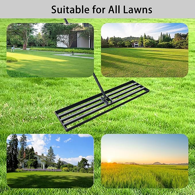 NITTO Lawn Leveling Rake – Heavy Duty Steel Rakes for Gardening with Ergonomic Easy Grip Handle – Multipurpose Landscape Rake for Lawn Care with Gardening Scissors, Gardening Gloves, Small Wrench