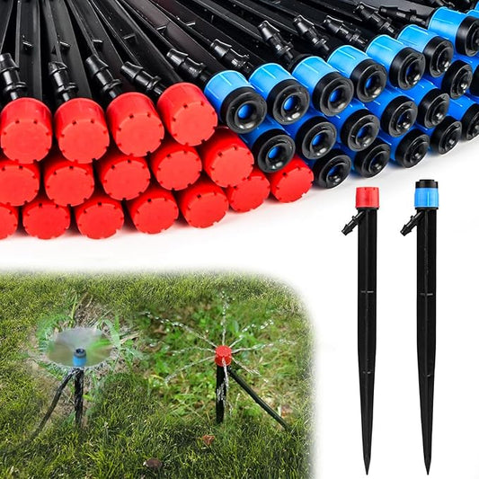 60PCS Drip Irrigation Emitters - Drip Emitters for 1/4 Drip Irrigation Tubing Drip Irrigation Parts Include 30* Emitters Vortex & 30* Emitters Stream Plant Watering Devices for Drip Irrigation System
