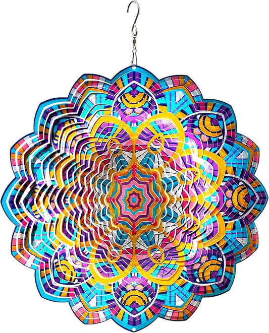 Wind Spinners Mandala Wealth Peacock,3D Wind Spinner for Yard and Garden,12In Christmas Decorations Kinetic Yard Art Outdoor&Indoor Decor Wind Sculpture,Worth Gift for Mother/Father