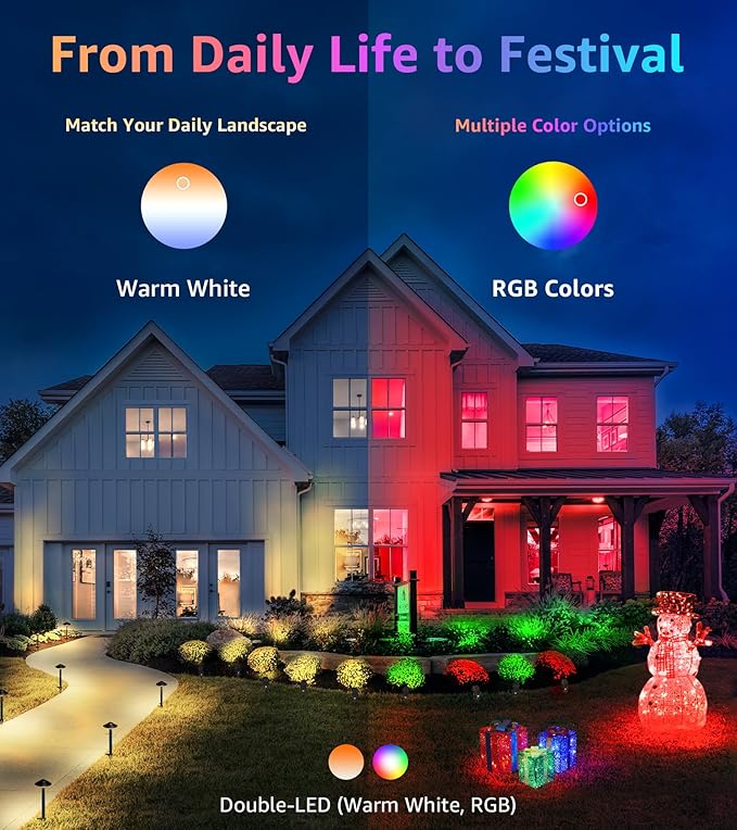 SUNVIE Christmas Spotlights Outdoor Spotlight 12W RGB Color Changing Landscape Lights 120V RGB Landscape Lighting Waterproof LED Spot Lights Outdoor Spotlight for Decorations Yard Garden Patio,4 Pack