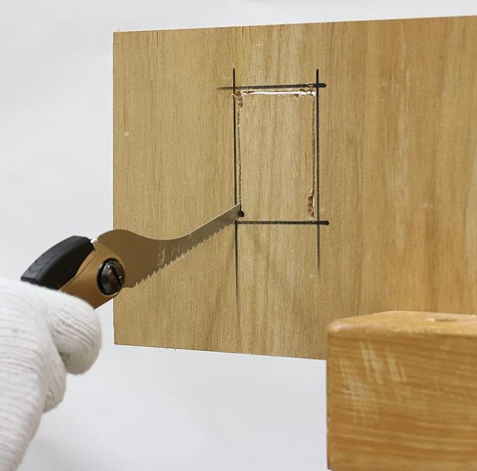 KAKURI Jab Saw Folding 5-1/8", Japanese Pull Saw Foldable Keyhole Saw for Drywall, Wood, Woodworking, Plaster, Wallboard, Plywood, Razor Sharp Japanese Steel Blade, Made in JAPAN