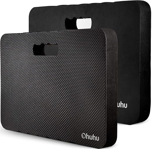 Ohuhu Premium Thick Kneeling Pad, 2-Pack Large Comfortable Gardening Knee Mat with 2 Different Surfaces, Extra Thick Knee Cushion Kneeler for Gardening Work Baby Bath Exercise Praying, 17x11x1.5 Inch