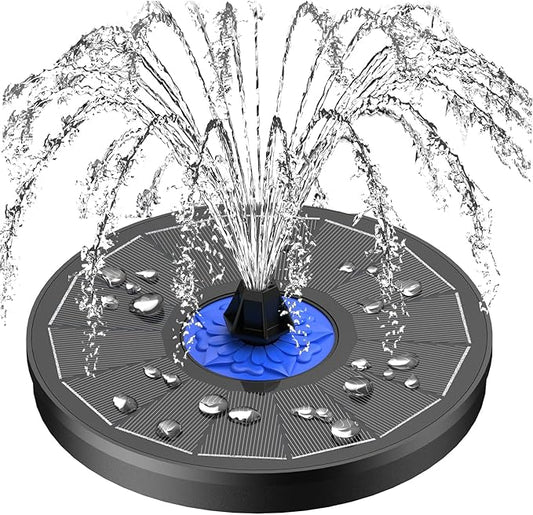 SZMP Solar Fountain Upgrade, 3.5W Solar Powered Bird Bath Fountains with Flower, Outdoor Water Feature Solar Pump with 7-in-1 Nozzles, 4 Fixed Pipes for Humingbirds, Garden, Pool, Pond, and Fish Tank