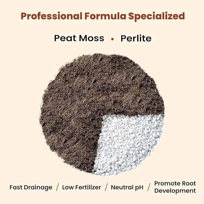 Succulent Cactus Potting Soil Mix (2 qt), All-Purpose Garden Soil for Indoor Outdoor Plants, Quick Drain Houseplant Orchid Bonsai Soil, Ready-to-Use Perlite Soil, Resealable Bag Design