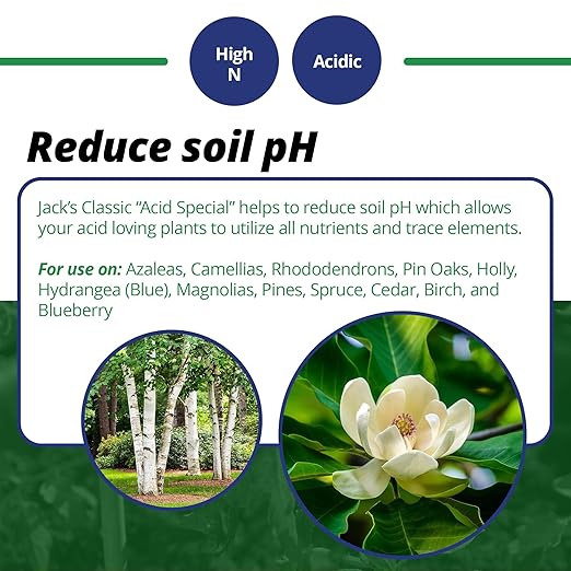 Jack's Classic 17-6-6 Acid Special Water-Soluble Fertilizer with Micronutrients to Promote Vegetative Growth and Blooms in Acid Loving Plants, 4lbs