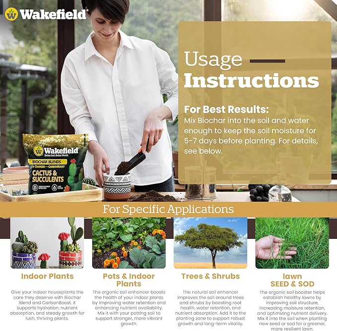 Blend for Cactus & Succulent – Premium Organic Cactus Soil with CarbonBoost Technology for Enhanced Growth – Specialized Soil Mix for Succulents Indoor Plants – 2 Quarts