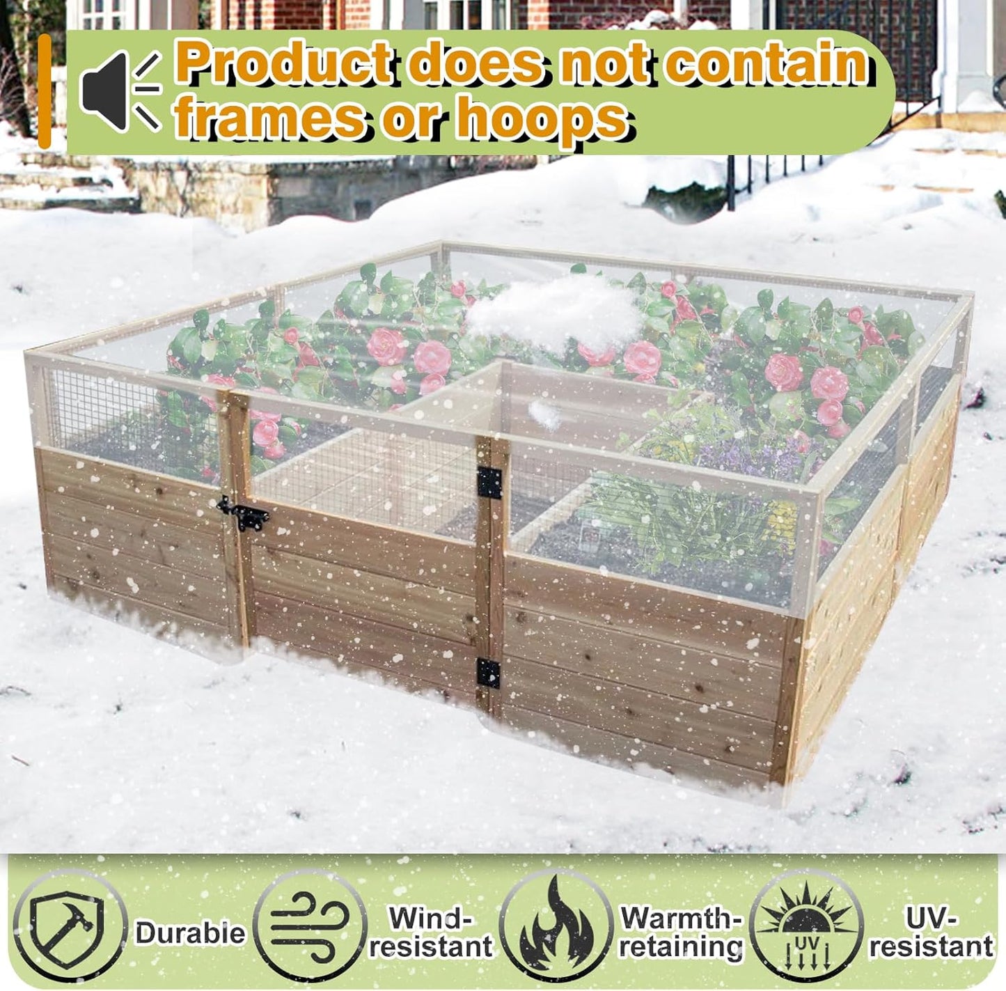 Alphatool Greenhouse Cover Plastic Sheeting - 8 x 24 ft Plant Covers Freeze Protection, Frost Cloths for Outdoor Plants, Clear Floating Row Cover for Outdoors Garden Plants Vegetables Crops