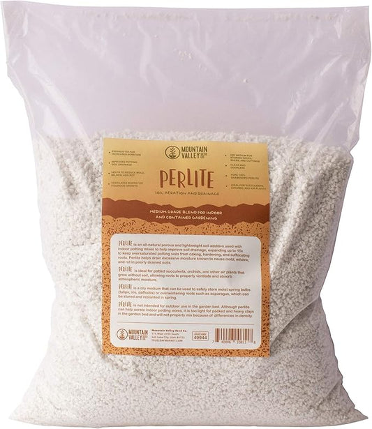 Horticultural Grade Perlite - Five 8 Quart Bag ~2 Lbs Each - Grade 1, Fine Coarseness (~1/8 Inch Particles) - Soil Amendment Additive - for Growth, Aeration & Drainage for Potting Mix