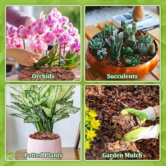 Legigo 6 Quarts Organic Orchid Potting Bark- All Natural Orchid Bark Potting Mix Pine Bark Wood Chips for Houseplant Mulch, Orchid Plants Root Development