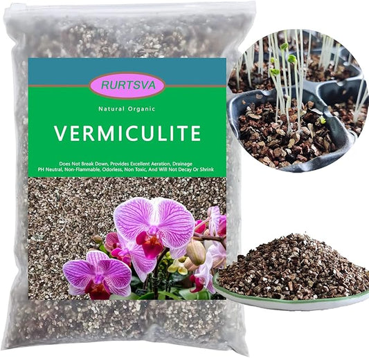 Natural Coarse Vermiculite 5QT for Plants Organic Occurring Mineral Potting Mix Grow Medium for Potted Plants, Hydroponics, Terrariums, Orchids, Mushroom Growing Or Reptile Habitats