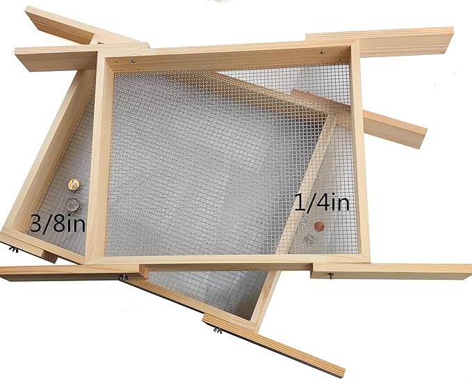 Wood Soil Sifter Metal Dirt Sifter Purpose Garden Sifter Rock Sifter Compost Sifter for Gardening ﻿ (2 Pcs Sifter/Extension Boards)