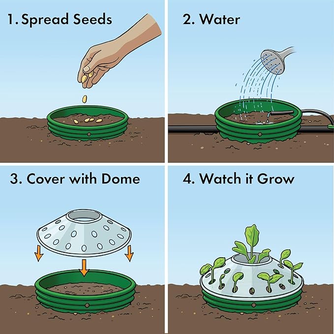 Kids Outdoor Cucumber Garden Kit - Complete Kit for Growing Your Own Cucumbers from Seeds with Grow Rings and Greenhouse Germination Domes, Non-GMO Seeds, BPA-Free