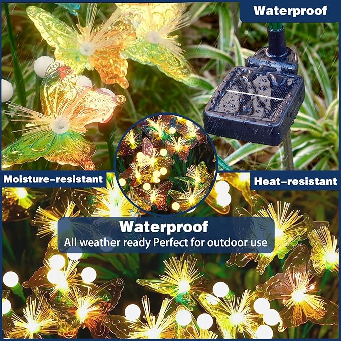 TONULAX Solar Firefly&Butterfly Garden Lights - Outdoor Light for Yard Decoration, Larger Solar Panel, Waterproof LED Garden Lights for Pathway&Holiday Decor (4pack)