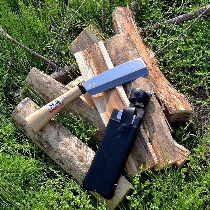 KAKURI Japanese NATA Tool Knife Small 6" Made in Japan, Bushcraft Hatchet Axe with Sheath for Camping, Outdoor, Campfire, Gardening