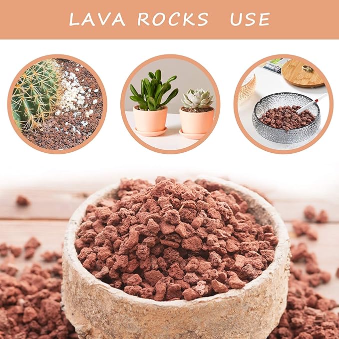 Red Lava Rocks for Plants -100% Pure Volcanic Rock No Dyes or Chemicals-Best Lava Stones Top Dressing for Cacti Succulents Plants,Bonsai-12LBS