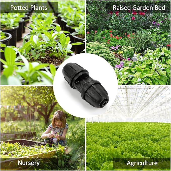 1/4 Inch Drip Irrigation Anti-leak Coupling Fittings, 25 Pieces 1/4'' Drip Line Barbed Locked Coupler Connectors for 1/4 Inch Irrigation Tubing for Garden Drip Systems