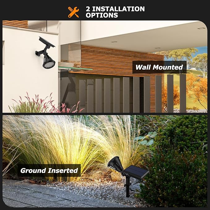 Solar Spot Lights Outdoor, 21 LEDs Brightness Solar Outdoor Lights IP67 Waterproof, 2-in-1 Adjustable Outdoor Lights Solar Powered for Yard Trees Patio Pathway Yard Flag - Cool White(6 Pack)