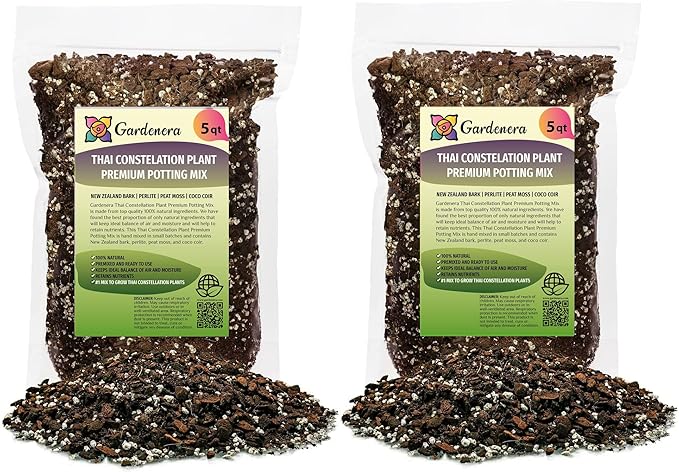 Premium Thai Constellation Monstera Planting Mix - Promotes Steady Growth and Vibrant Leaves by Gardenera - 10 Quart (2 Bags of 5 Quart)