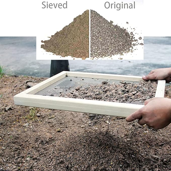 Soil Sifter for Garden, Multi-Purpose Wood Compost Dirt Sifter Soil Screen Dirt Cedar Garden Rock Sifter for Compost Sifting Soil, Dirt, Peat Moss and Potting Soil