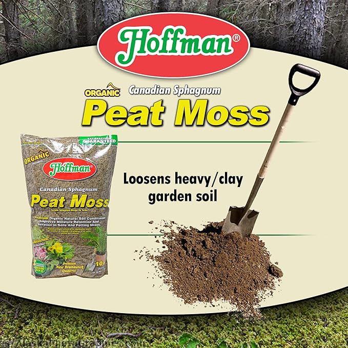 Hoffman Canadian Sphagnum Peat Moss Soil Conditioner to Improve Moisture Retention and Aeration, 10qt Bag, Pack of 2
