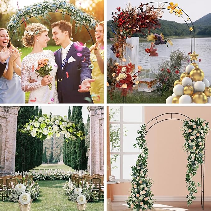 Tytroy Reconfigurable & Easy-to-Assemble Metal Outdoor & Indoor 7'6" Xmas Arch Garden or Wedding Arch Arbor for Wedding Bridal Party Elegant Decorations & Garden Climbing Plants Vines (Black 1PC)