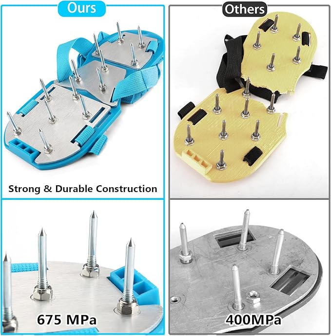 Lawn Aerator Shoes - Fully Assembled Soil Aeration Shoe Pair - Yard Aerator Tool for Aerating Patio Garden Grass Lawn