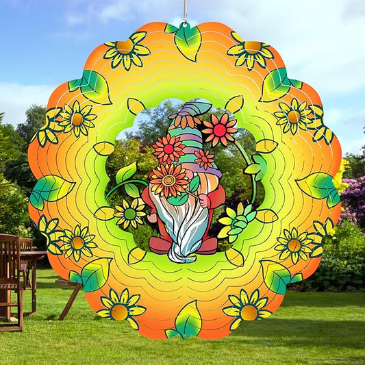 Gnomes Metal Wind Spinners Gnome Gifts for Mom Women Grandma,12inch Hanging Wind Spinner for Outdoor&Indoor Decor Wind Kinetic Ornament for Yard Garden Decoration
