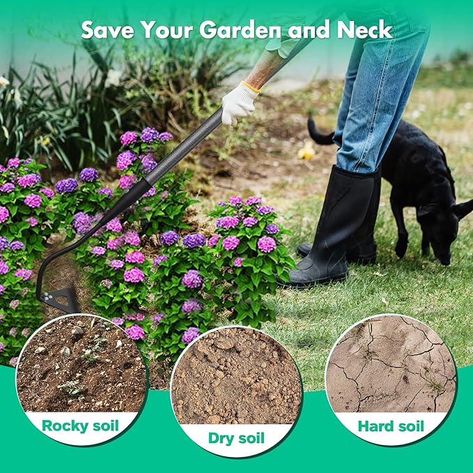 Hoe Garden Tool with 70Inch Long Handle, Heavy Duty Garden Hoes for Weeding Loosening Soil Digging Planting Ridging, Handy Hoe Gardening Tools Weeding Hoe