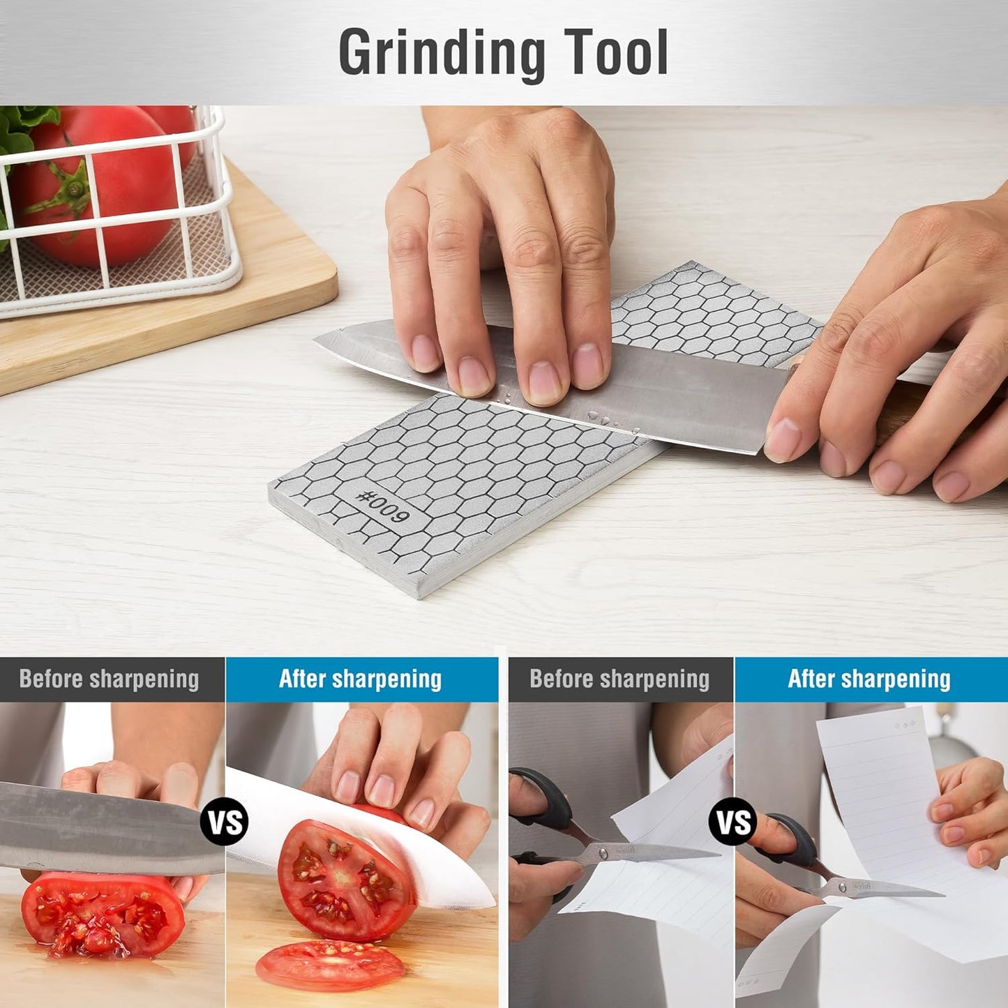 S SATC Diamond Sharpening Stone 2 Side Grit 600/1000 Diamond Plate Honing Stone 8-inch Hone Sharpener White