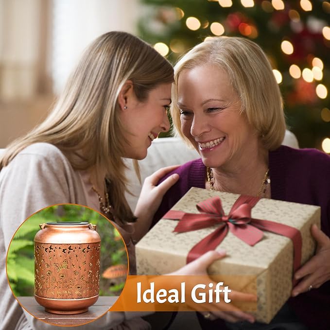 Solar Lanterns Outdoor, Waterproof Hanging Solar Lantern Garden Decor, Solar Lights for Backyard Porch Patio Table Yard Balcony Lawn Pathway, Butterfly Gifts for Women Grandma Mom