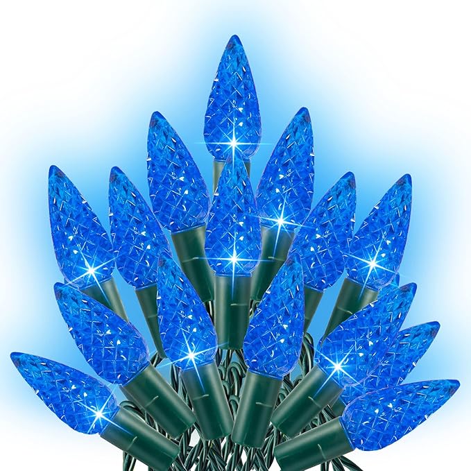 Dazzle Bright C6 Christmas String Lights, 200 LED 66 FT Waterproof Connectable String Lights with Timer, 8 Modes Christmas Lights for Indoor Outdoor Home Garden Yard Xmas Tree Decoration (Blue)