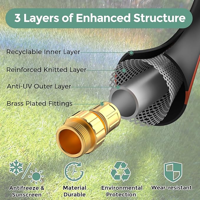 Giraffe Tools Leader Hose 5/8" x 4ft, Custom Length, No Kink, Flexible, Leakproof Water Hose, Double Female Fittings, 600 Burst PSI, 4ft, Black Orange