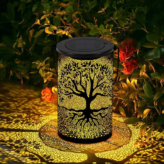 Solar Outdoor Lanterns Waterproof Hanging, Tree of Life Decorative Light Christmas Thanksgiving Birthday Gifts for Women Mom Grandma, Garden Decor for Garden Patio Yard Lawn Backyard Front Porch