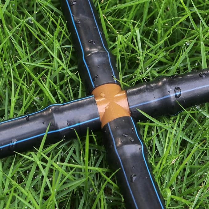 13 Pieces Drip Irrigation Fittings Barbed Cross Tee for 1/2" Irrigation Tubing Barbed 4 Way Connectors Drip Line 4 Way Couplings for Drip Sprinkler Garden Lawn Systems